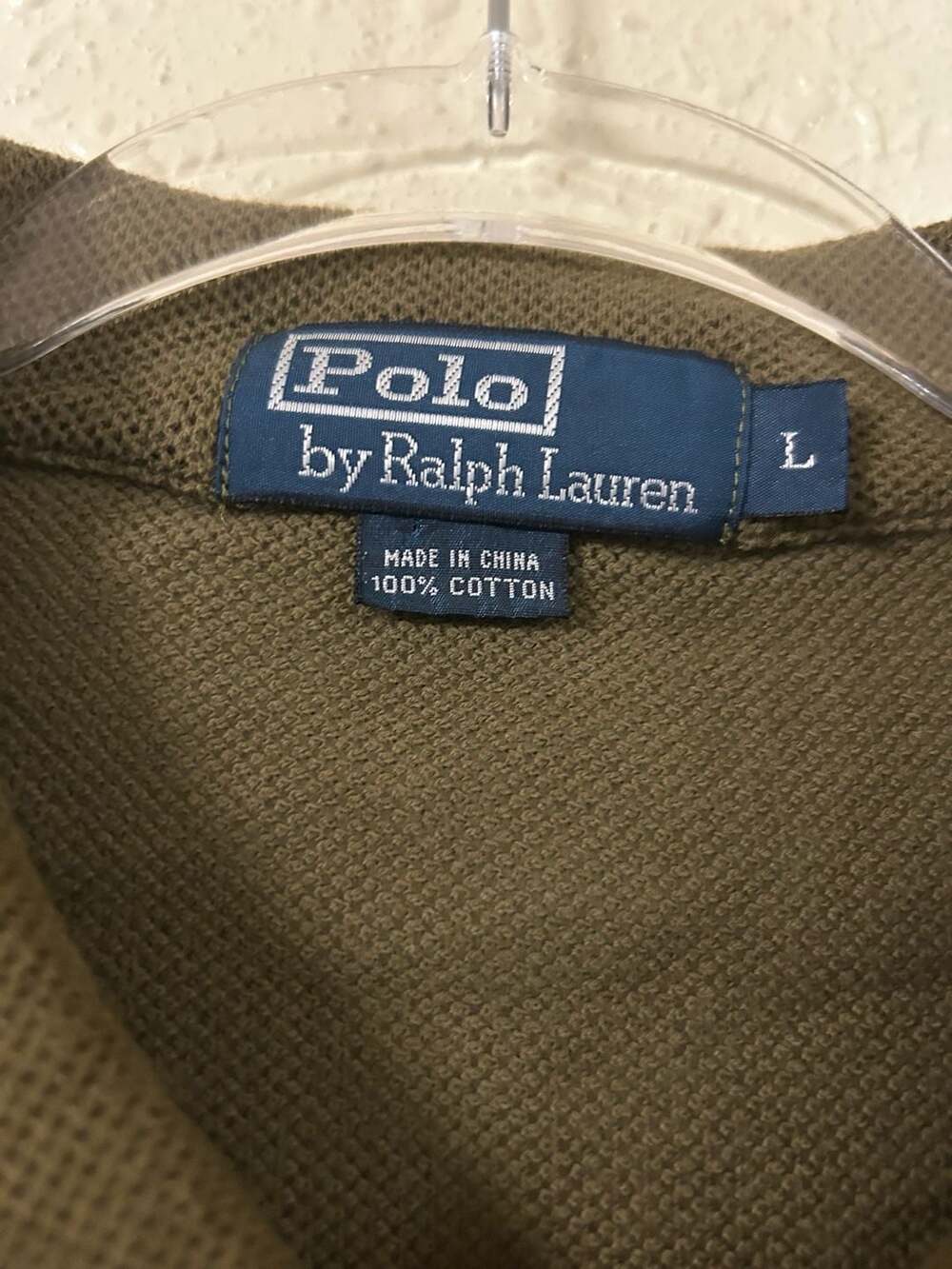 Polo by Ralph Lauren Long Sleeve Pique Button Down Shirt Olive Green Size L - Picture 3 of 5